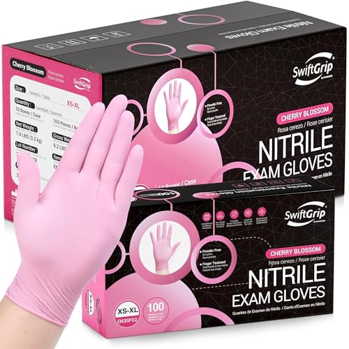 SwiftGrip Pink Nitrile Disposable Gloves Small 3-Mil Case of 1000 - Latex-Free, Food Safe