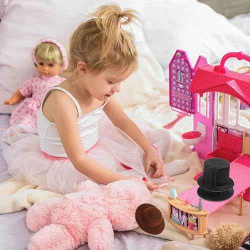 2PCS Top Hats Black for Dolls Mini Top Hat Wine Bottle Toppers Tiny Tophat Snowman Cap for Doll Snowman Decorations and DIY Projects