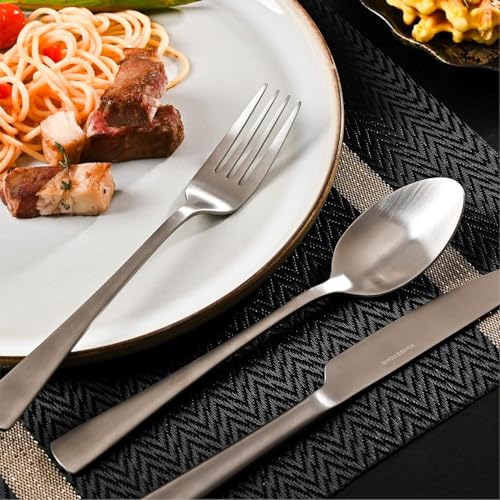 Matte Stainless Steel Flatware Set for 12 - 60 Pieces - Silverware Cutlery
