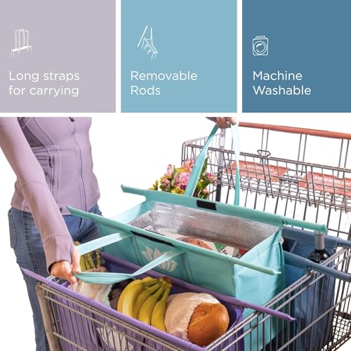Reusable Shopping Bags Set with Insulated Food Bag & Egg/Wine Holders - Foldable, Heavy Duty & Washable