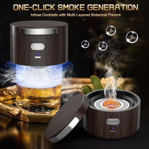 Aromara Brown Electric Whiskey Smoker Kit with 6 Flavor Wood Chips - Home Bar Gift Set