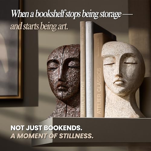 Heavy Duty Decorative Bookends for Heavy Books - Modern Sculptural Shelf Accessories