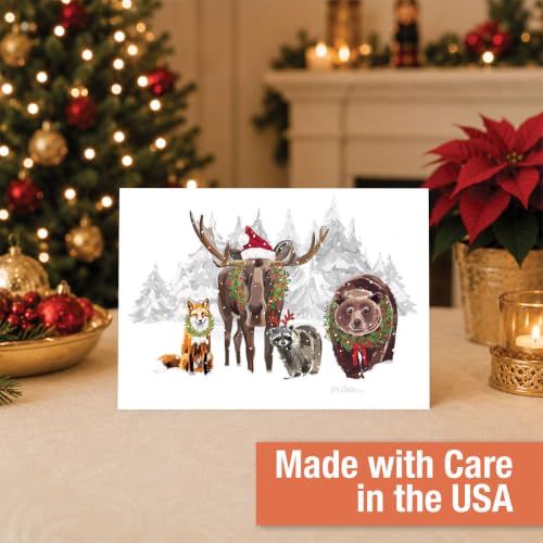 Current Forest Folk Christmas Greeting Cards Set of 18 with Envelopes – Folded 5x7