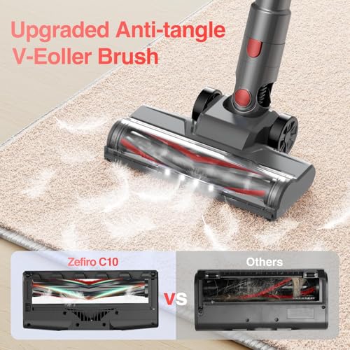 Zefiro Cordless Vacuum Cleaner 580W/55Kpa Pet Hair & Dust, Red Black