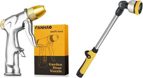FANHAO Garden Hose Nozzle - Upgraded Metal Watering Wand for Efficient Watering