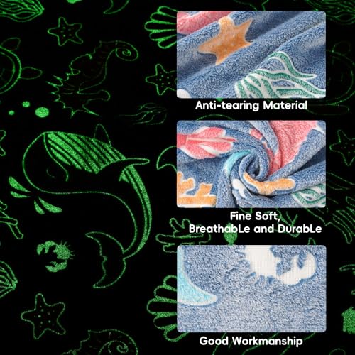 Bunnikins & Clover Glow in The Dark Blanket, Soft Kids Blankets for Christmas Halloween Birthday Valentines Gifts, 50"x60"