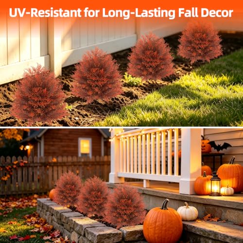 Grooy Fall Cedar Topiary Trees 2 Pack - 24 Inch Artificial Seasonal Trees with Ground Spikes