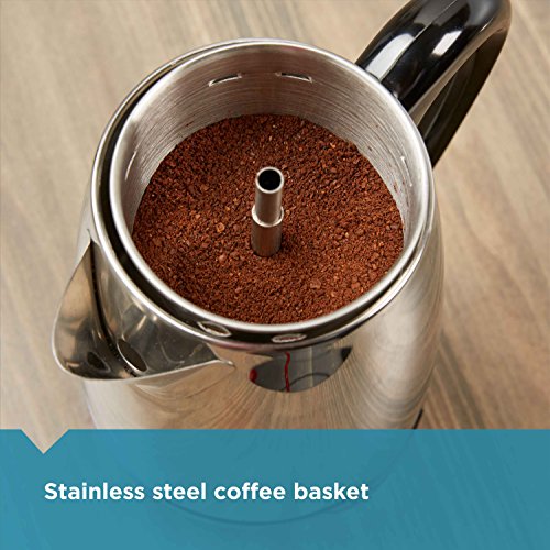 Farberware 8-Cup Electric Coffee Percolator Stainless Steel with Keep Warm & No-Drip Spout