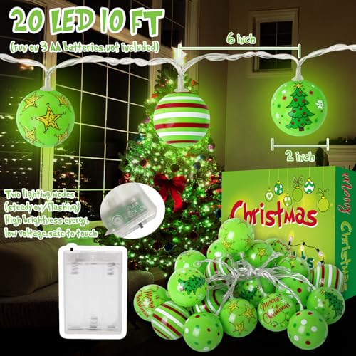 GYGOT 20 LED Battery-Operated Christmas String Lights 10 ft for Tree & Decor