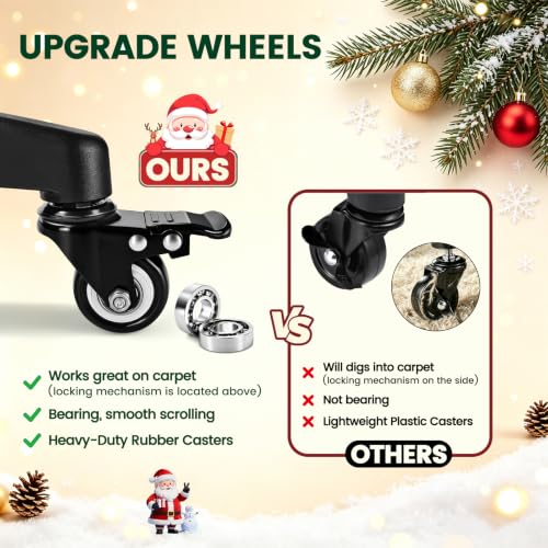 Rolling Christmas Tree Stand with Wheels, 7.5 ft fits 1-2.8 in trunk – Black