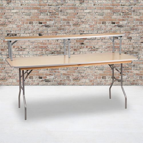 Wood Bar Top Riser with Silver Steel Legs for Catering & Events