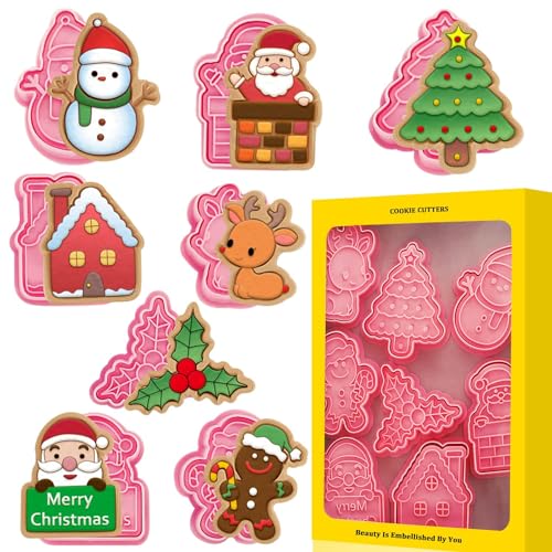 Leesgel 3D Christmas Cookie Cutters Set - Holiday Baking Shapes for Kids & Family