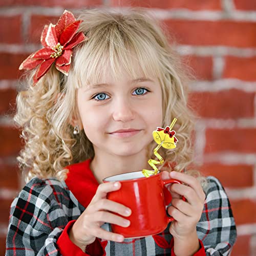 Christmas Theme Reusable Drinking Straws 24pcs with 2 Cleaning Brushes