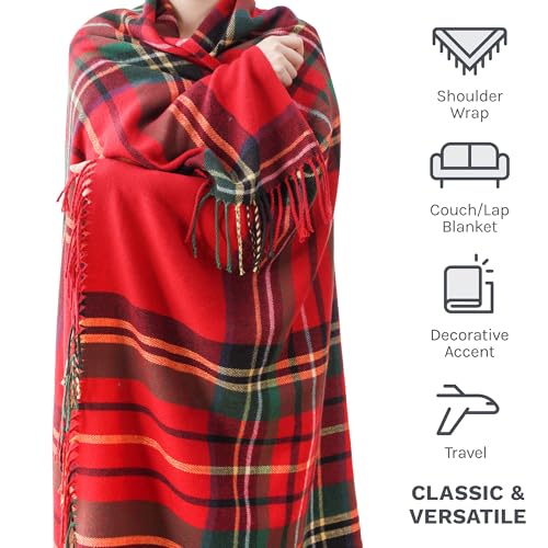 Christmas Red Plaid Throw Blanket for Couch & Bed - 50x60 inches, Soft & Cozy, Battilo Holiday Decor