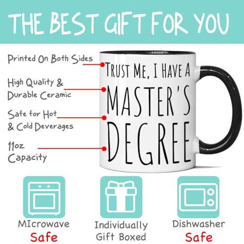 Gououoii Trust Me I Have Masters Degree 11oz Mug – Black4 Graduation Gift for Son Daughter Friends