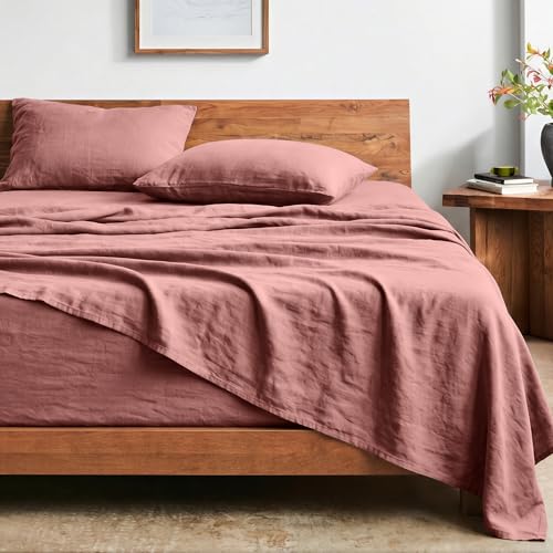 Bare Home Washed Microfiber Sheet Set Queen Dusty Rose - Ultra Soft Bedding