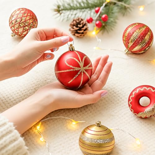 70pcs Christmas Ornament Set - Shatterproof Baubles, Tree Toppers & Decorations
