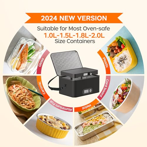 Portable Mini Oven for Car & Home - 12V/24V/110V-240V Food Warmer with Digital Temp Control - Black