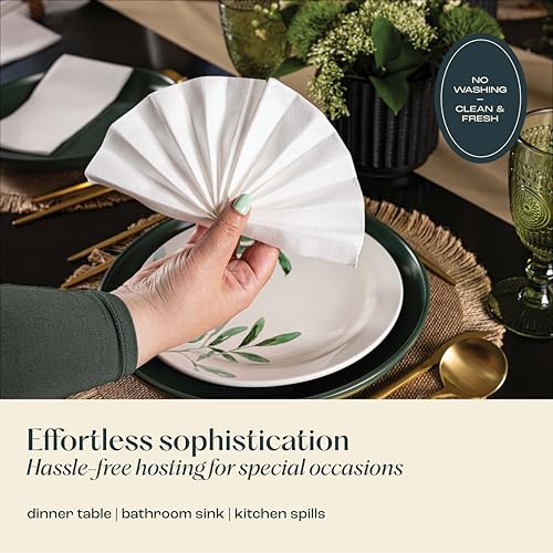 300 Pack Disposable Linen-Feel Guest Hand Towels - Bathroom & Kitchen Use