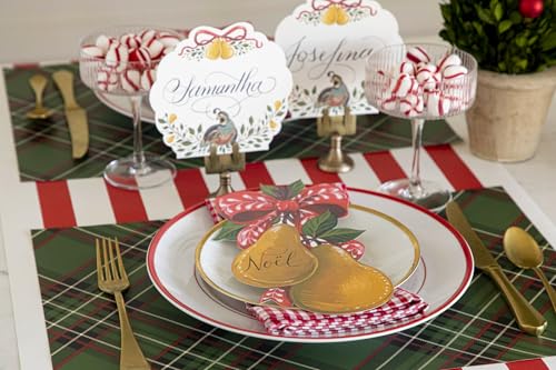 Green Plaid Christmas Paper Placemats - Square Disposable Winter for