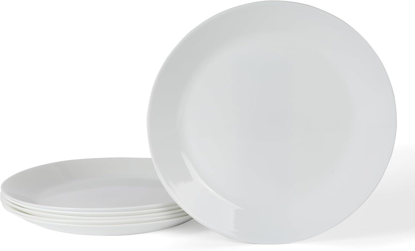 Martha Stewart Opalton Dinner Plates - 10-Inch Chip and Break Resistant 6-Piece Set | Elegant White Design