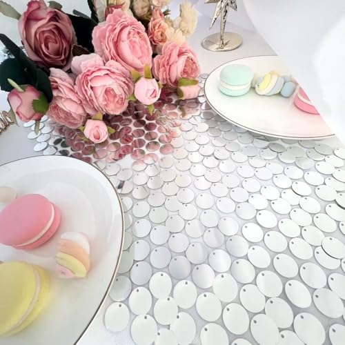 Silver Sequin Table Runner 12x108 Inch for Weddings & Events