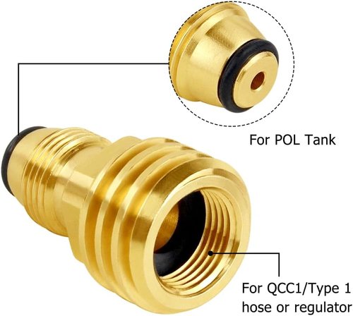Hooshing Propane Tank Adapter - Converts POL LP Tank Valve to QCC1 | Durable Solid Brass Design