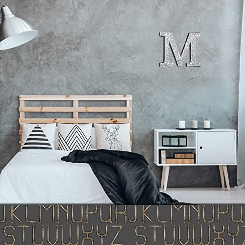 Qunclay Crystal Diamond Bling Letters Crushed Diamond Decorations Wooden Glitter Letters with Screw and Hooks Rhinestone Gifts for Christmas Wedding Bedroom Wall Decor(5.7"l X 5.7"w,Letter M,Silver)