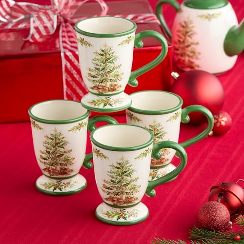 Cerified International Holiday 16oz Christmas Tree Mug Set - Dishwasher Safe Drinkware for Coffee Tea Cocoa