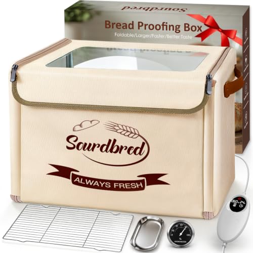 Beige Extra Large Folding Bread Proofing Box with Temperature Control & Metal Rack