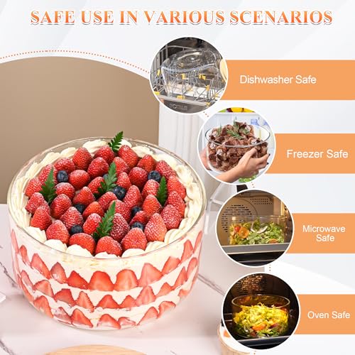 LOVYANXUE 10 Inch Clear Sealed Lid Glass Salad & Trifle Bowl, 197 oz