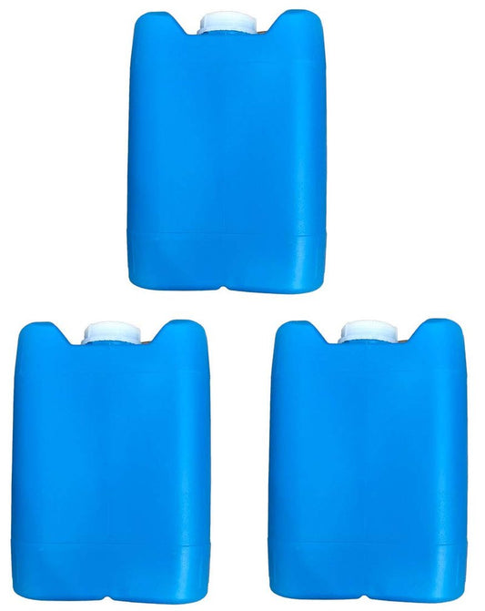 BayTec 5 Gallon Plastic Jug Closed-Head with 70mm Cap | Blue Color | Water Storage Type Container | Heavy HDPE Plastic | 3 Pack