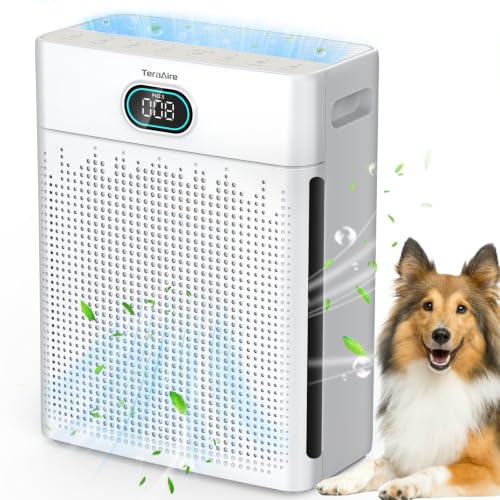 TeraAire White HEPA Air Purifier with PM2.5 Monitor & Aromatherapy, Quiet Sleep Mode