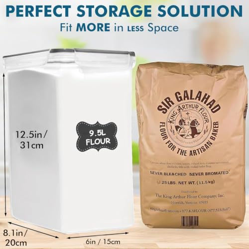 Black Food Storage Containers Set - 2 Large Airtight Canisters for Pantry & Kitchen Organization