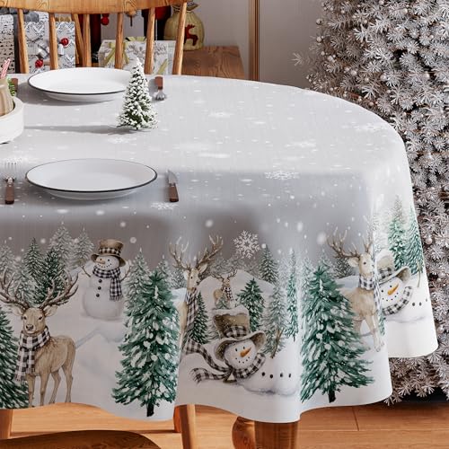 Christmas Tablecloth Oval 60x84 Inch Winter New Year Home Party Decor