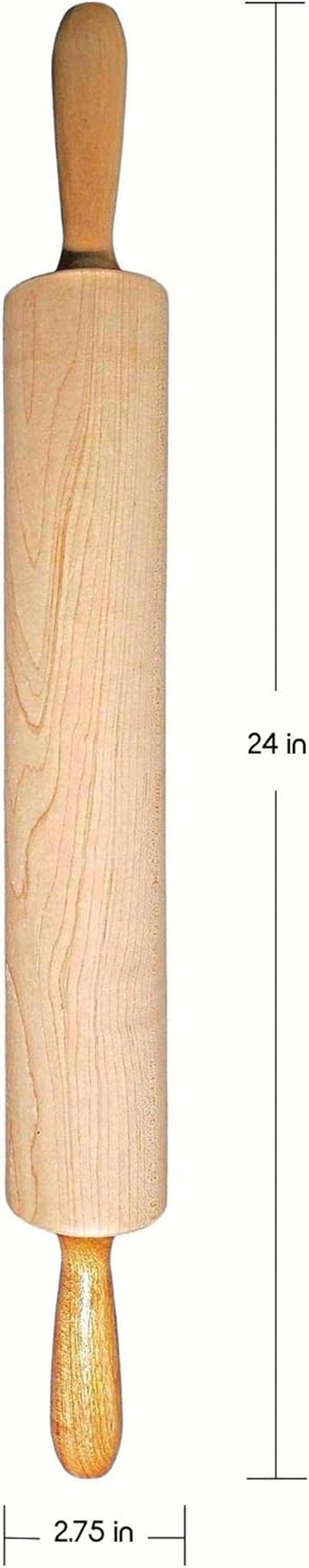 Frieling Rolling Pin - 15-Inch Natural Wood Dough Roller with Nylon Bushings for Smooth Baking