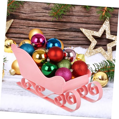 Kichvoe Pink Christmas Santa Sleigh Decoration - Plastic Candy Dish & Table Centerpiece