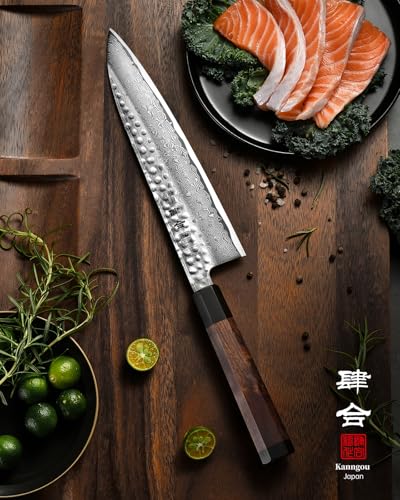 Kanngou VG10 Damascus Chef Knife 8.27 Inch Gyuto Knife - Handmade Japanese Kitchen Blade