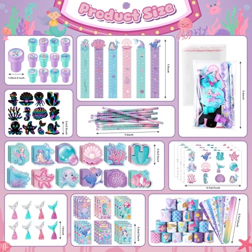 BenLouis Mermaid Stationery Set for Kids - Party Favors & Classroom Gifts
