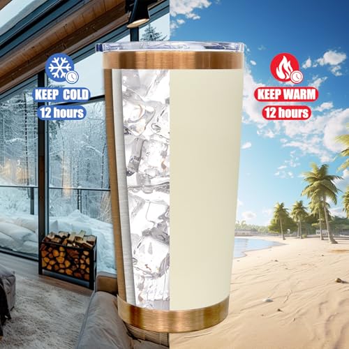 Cream 20 oz Stainless Steel Tumbler with Lid & Straw - Metalya