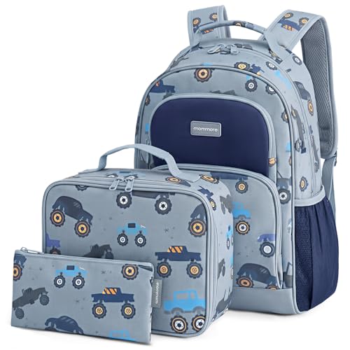 Truck Kids Backpack Set for Boys & Girls 4-8 - 3PCS Kindergarten School Bag