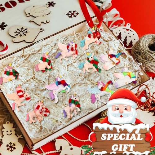 Civaner 12 Pack Christmas Unicorn Ornaments - Holiday Tree Decorations
