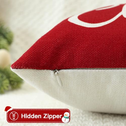Artscope Red Christmas Lumbar Pillow Covers 12x20 Inch Set of 2 - Holiday Decor