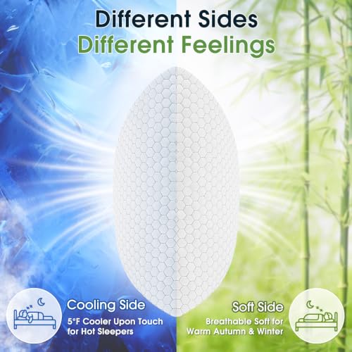 Cooling Queen Size Pillow Set of 2 - Gray Memory Foam with Adjustable Firmness