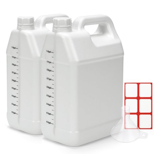 2 Pack 1 Gallon Heavy-Duty HDPE Plastic Jugs - Square Empty Carboy Jars with Leakproof Lids for Liquid Storage or Used Oil