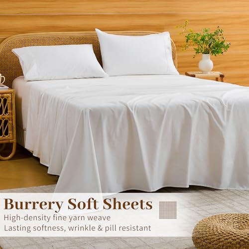 Bedlifes 1000TC Egyptian Cotton King Sheets Set with 22" Deep Pocket, White, 4-Piece