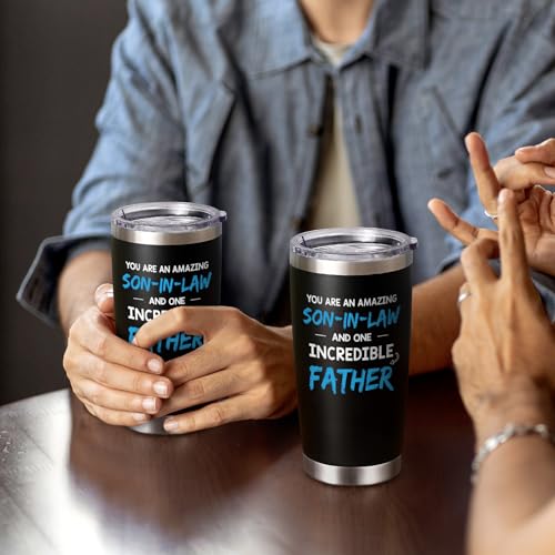 Qtencas Son-In-Law 20oz Insulated Travel Tumbler – You Are an Amazing Son-In-Law & One Incredible Dad – Black