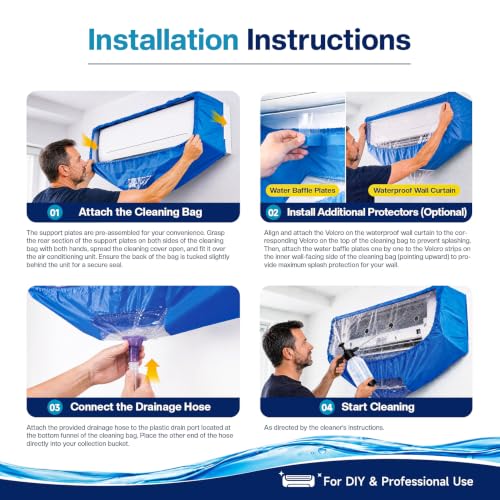 Mini Split Cleaning Bag 40-51 Inch Waterproof AC Maintenance Cover - Reusable
