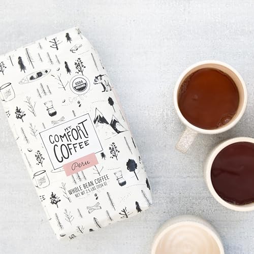 Mt. Comfort Organic Peru Coffee Beans 40oz Medium Roast, Nutty & Citrusy Flavor