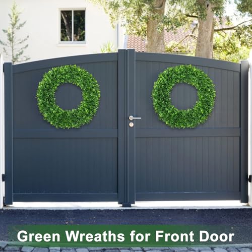 26 Inch Green Boxwood Wreath for Front Door All-Season Realistic Eucalyptus Decoration